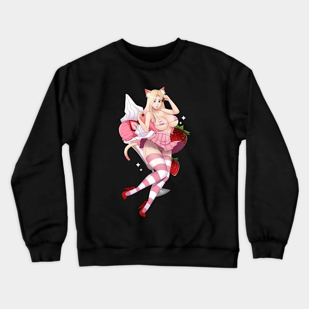 Strawberry Neko Crewneck Sweatshirt by DDxDD